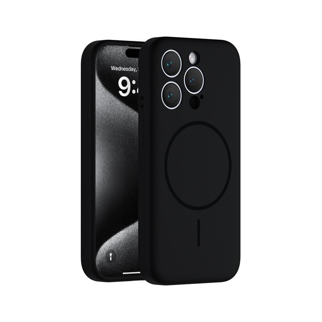 Custodia Magnetica in Silicone a 16 Pulsanti per iPhone 15 Pro Max con Design Lenti a Filo