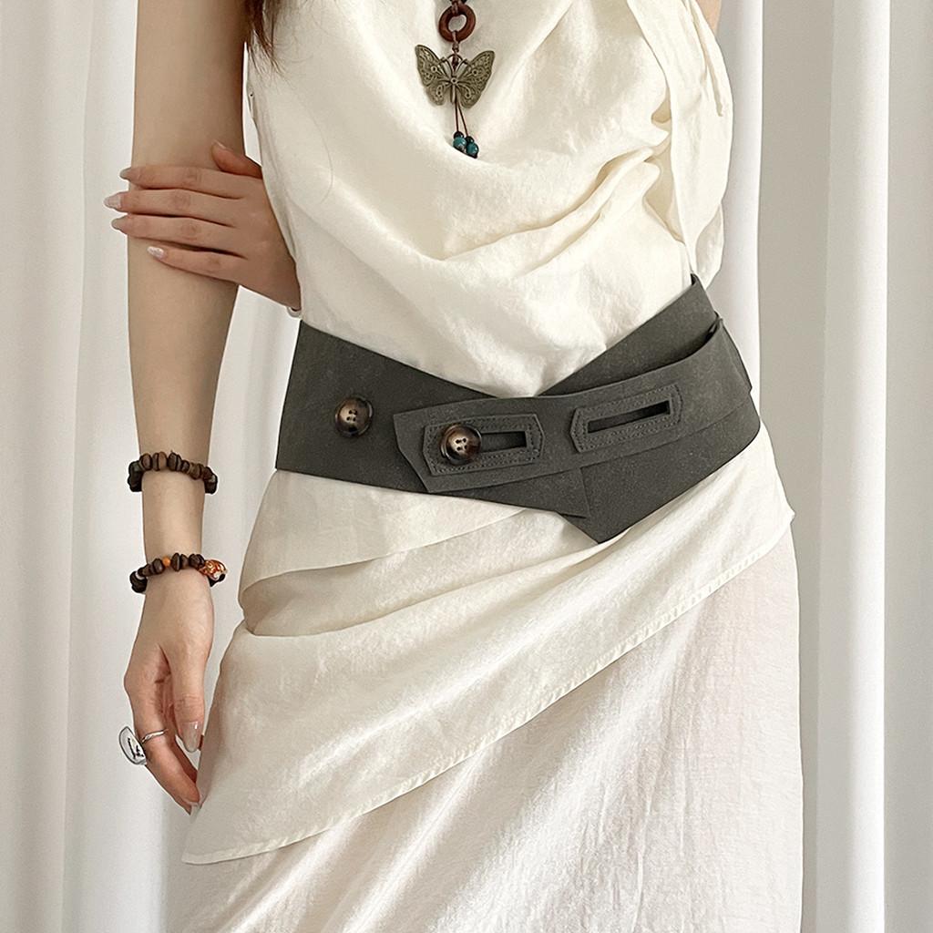 

Western Style Wide Pu Leather Belt For Women With Metal Buckle For Casual Dresses чорний