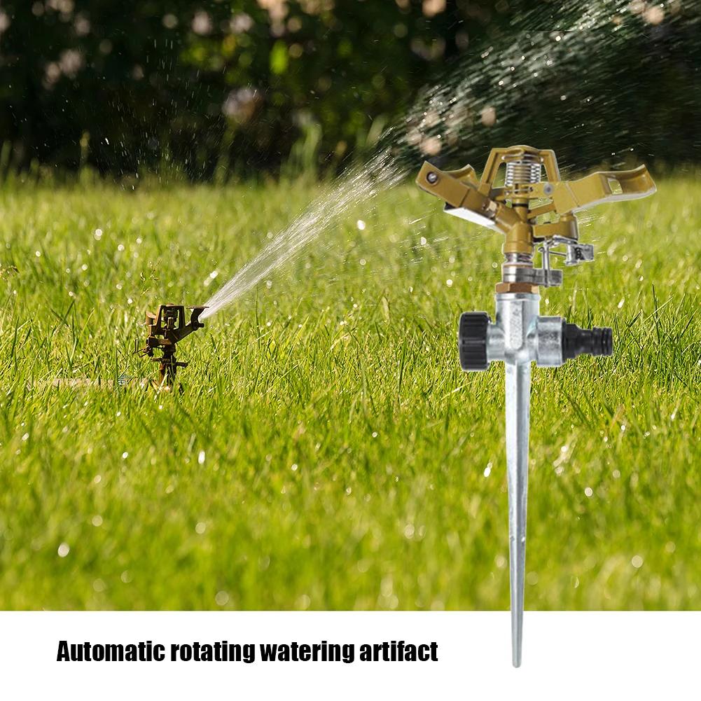 360 Degree Rotary Irrigation Sprayer Sprinkler For Lawn Garden Yard Golf Grass Metal Impulse Spike Hose Water Sprinkler Sprayer