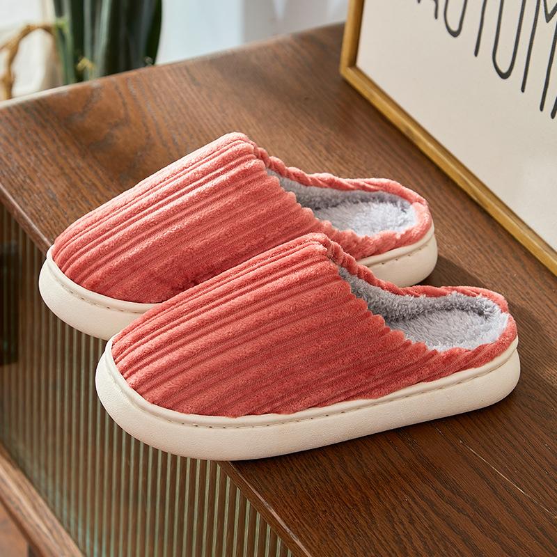 Shoes for Women Winter Home Women Slippers Furry Slippers Color Patchwork Cotton Slippers Female Indoor Non-slip Plush Slipper