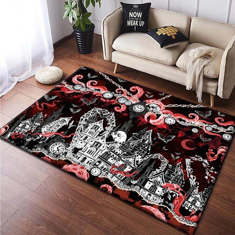 Skull Dark Gothic Print Carpet Creative Door Floor Mat Soft Doormat Non-slip Floor Mat Living Room Rug Home Decoration Washable