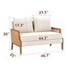 45" W Fabric Small Beige Loveseat with Natural Rattan Arms, Upholstered Modern Mini Sofa Linen Couch Love Seat Settee Bench Wit