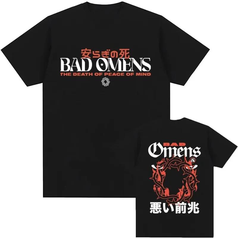 90s Retro Bad Omens Graphic T Shirt Tour American Music Concert T-Shirts Men's Gothic Hip Hop Cotton T-Shirt Streetwear