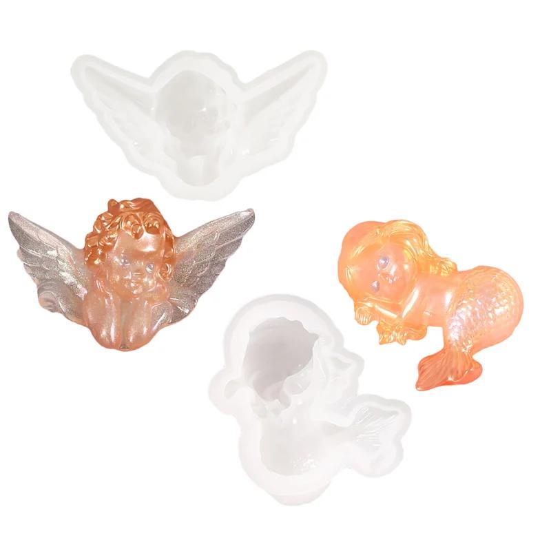 DIY Angel/Mermaid Silicone Soap Mold 3D Portrait Plaster Candle Epoxy Resin Making Tool Handmade Chocolate Ice Cube Baking Kit