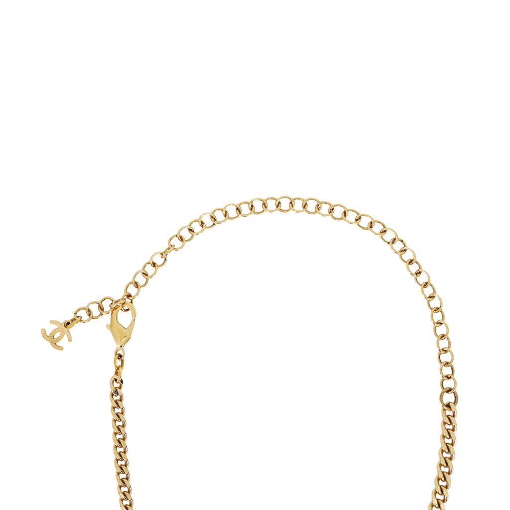 Chanel Double C White Button Double C Gold Metal Necklace Women necklace AB7802-B07472-NG628