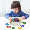 Wooden Hexagonal Puzzle for Kid Adults Shape Pattern Block Tangram Brain Teaser
