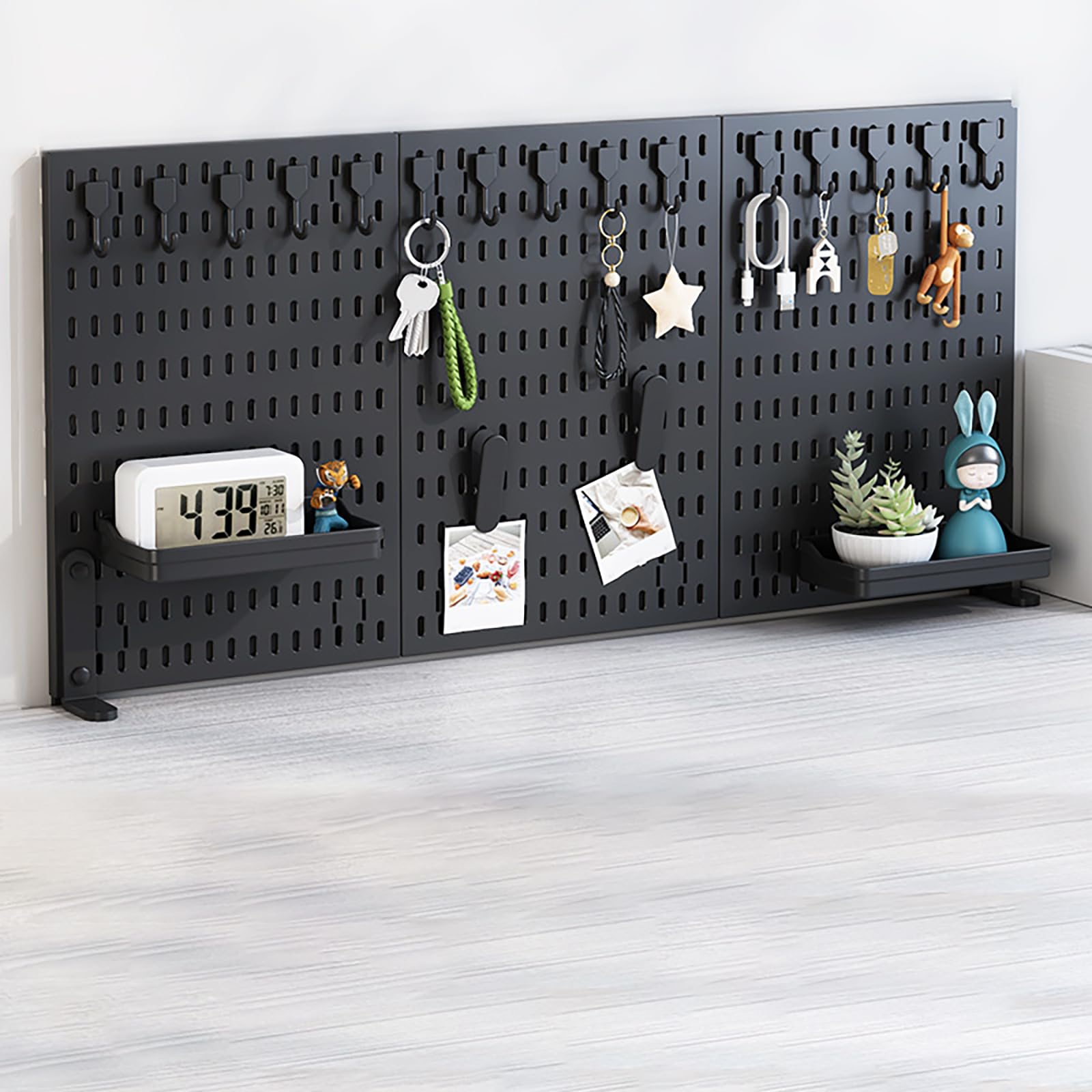 

Desktop Perforated Board with Desk Panel Small Item Desktop Perforated Hollow Desk Storage Black Clamp, Shelf, Pegboard, [Easy Assembly] Storage,