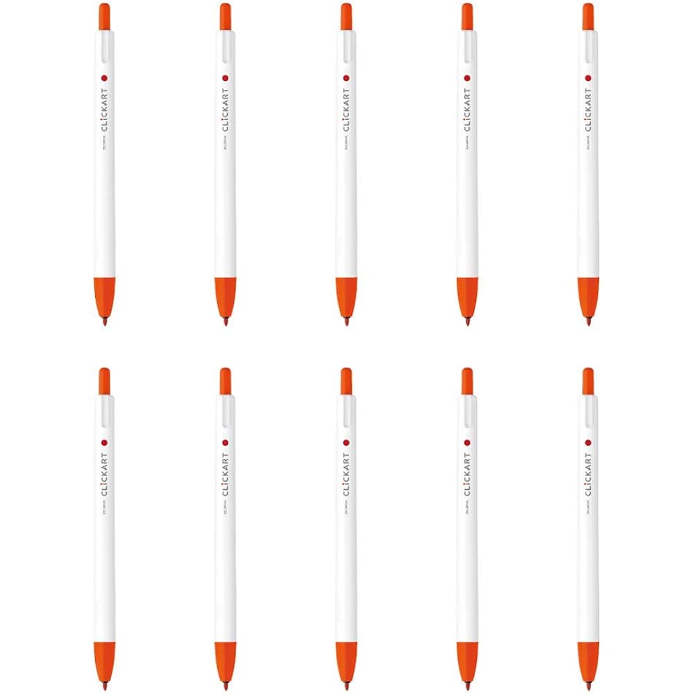 Zebra Water-based Pen Clicker Red Orange 10pcs B-WYSS22-ROR