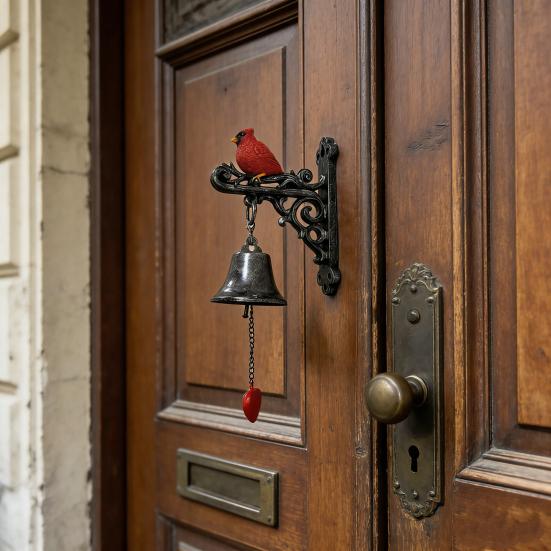 Vintage Roter Vogel Willkommens-Türklingel Wetterfest Wandmontage Abendessen Hängende Glocke Innen Außen Garten Haus Dekorative Türglocke