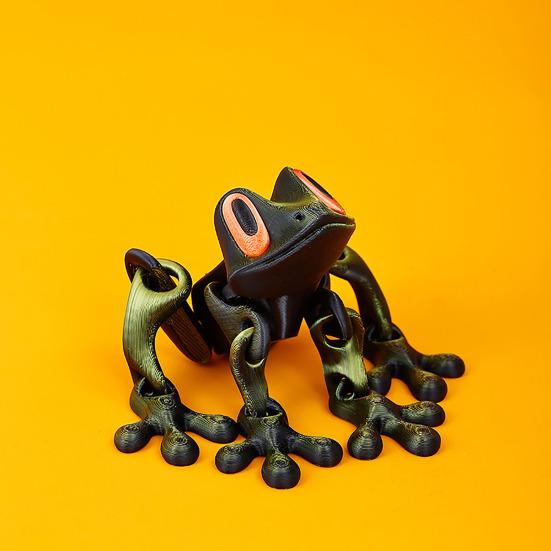3D Printed Frog Refrigerator Magnet Movable Joints Frog Fidget Toy Articulated Animal Model Figurine Fridge Magnetic Frog Decoration Ornament