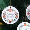 6/12Pcs Christmas Sublimation-Blank Ceramic Pendant White Round Ceramic Hanging Ornament with Golden String for Crafting Christmas Tree Personalized
