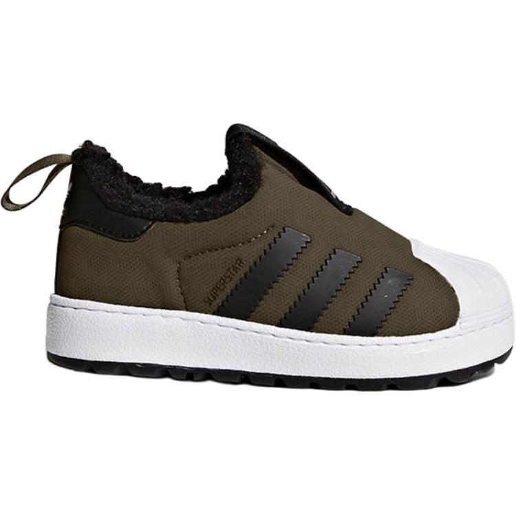 Adidas Originals Superstar Winter 360 Fabric Comfortable Versatile Durable Low-Top Walking Shoes Baby sneaker Olive-Green BY9941