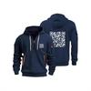 Mens Hooded Sweatshirt With QR Code Print Slim Fit Cotton Blend Pullover Casual Winter Wear