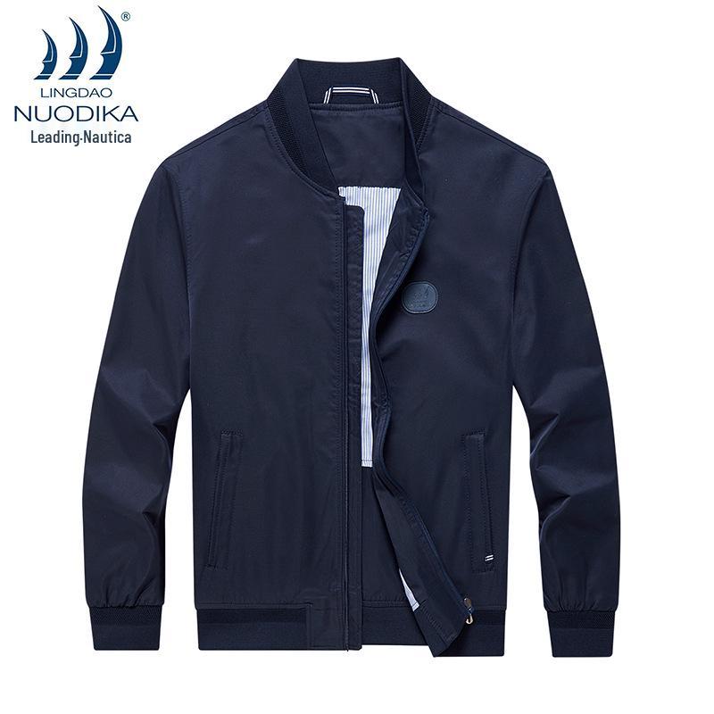 Men's Spring/Autumn Cotton Baseball Collar Jacket - Middle-Aged, Business Casual Dad's Coat