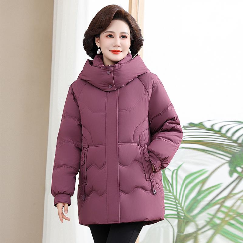 2024 Women's Genuine Mid-Length Thick Down Jacket for Middle-Aged & Elderly