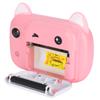 Instant Camera with Print Paper 24MP Resolution 200dpi 32GB Children s Cam Pink Cat