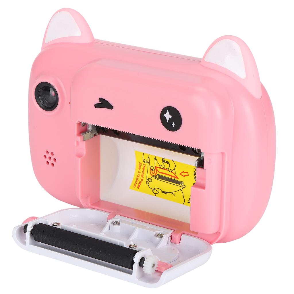 Instant Camera with Print Paper 24MP Resolution 200dpi 32GB Children s Cam Pink Cat