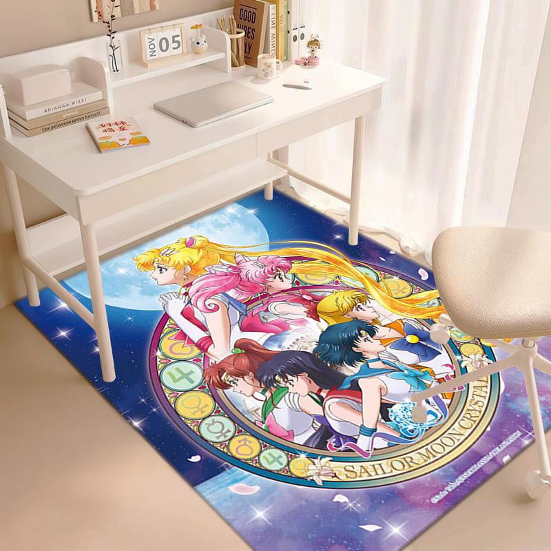 Cute Cartoon Theme Sailor Moon Tsukino Usagi Cartoon Rug Multifunctional Household Anti-slip Decorative Door Mat, Outdoor Floor Mat, and Carpet Y8
