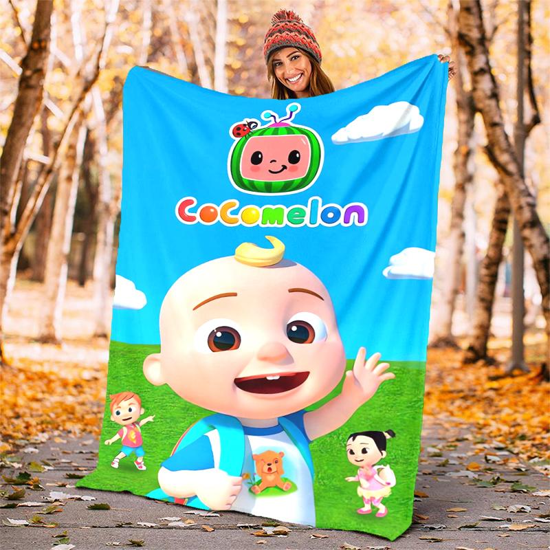 Cocomelon Flannel Blanket Soft Warm All-Season Throw, Design for Camping, Car Travel, Hiking Sofa, Bed, Office Perfect Gift for Parties
