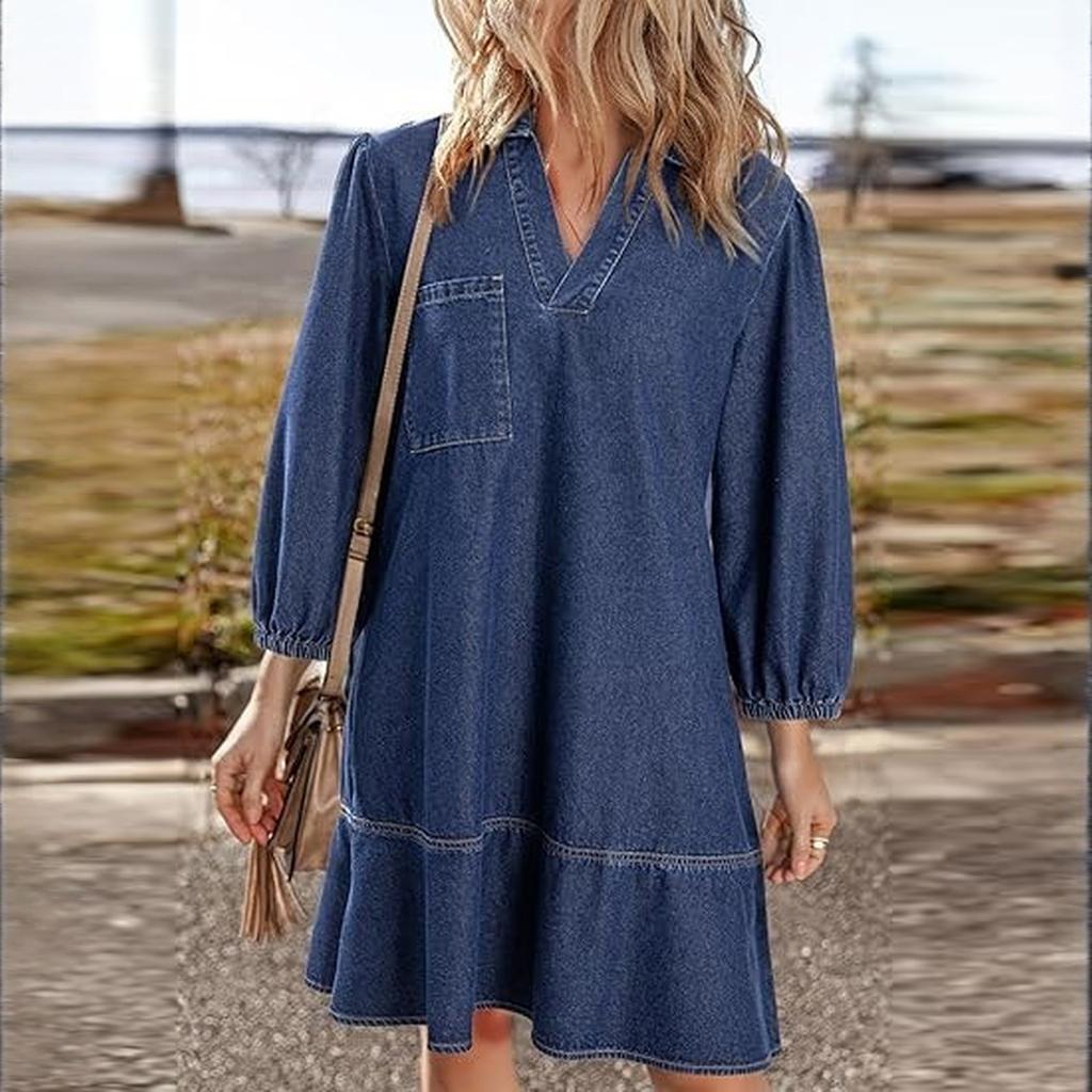 Women's Fashionable Loose V-neck Dress