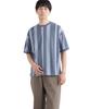 Nano Universe Striped Jacquard Short Blue T-Shirt, Sleeve, Men's, L, 025, Gray, 672-5124221