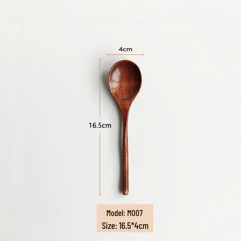 Camphor Wood Japanese Spoon Set: Long Handle, Solid Wood for Soup, Rice, Tea, and Seasoning.