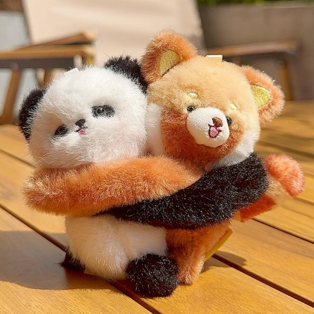 Creative Hugging Animal Doll Keychain Plush Cartoon Bag Pendant Soft Funny Friends Key Ring Couple Kids Gift