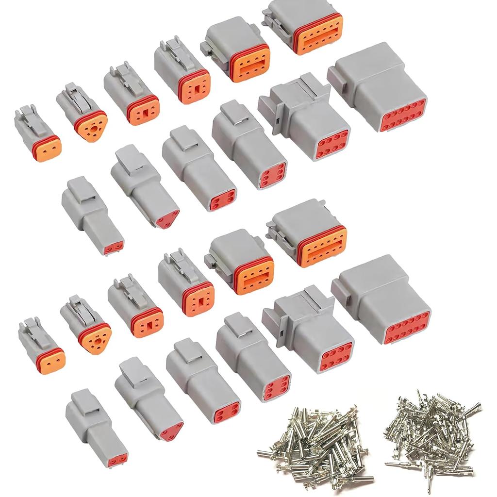 Deutsch DT 2 Pin Connector Kit 2pin Waterproof Automotive Wire Connectors | Gray Waterproof Electrical Wire Connector for Cars,