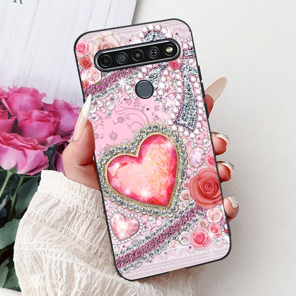 For LG K41S K51S 2020 Elegant Floral Cat Printed Phone Case For LG K41S K51S LM-K410 LM-K510 Black Silicone Soft Cases
