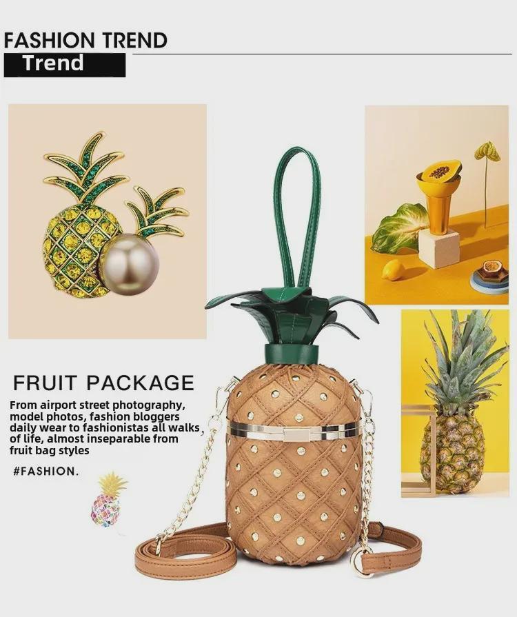 2025 Damska Modna Torba na Ramię w Kształcie Ananasa - Kreatywny i Swobodny Styl Kurierski na Łańcuszku