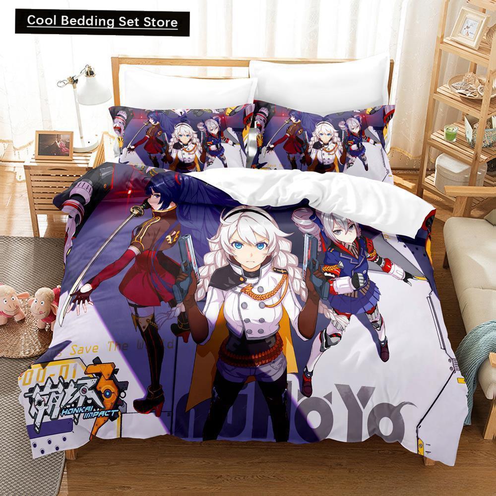 Spel Honkai Impact 3 Sängkläder Set Enkelsäng Tvilling Full Queen King Size Sängset Vuxen Barn Sovrum Påslakanset Anime Lakan Set