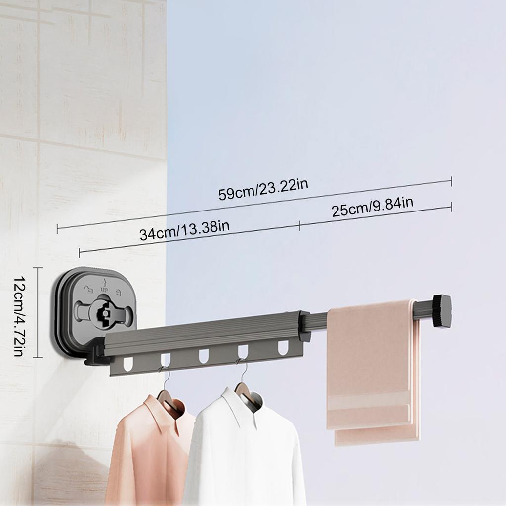Compact Wall Mounted Clothes Dryer Functional Retractable Laundry Hanger Efficient Suction Cup Cloth Drying Rack