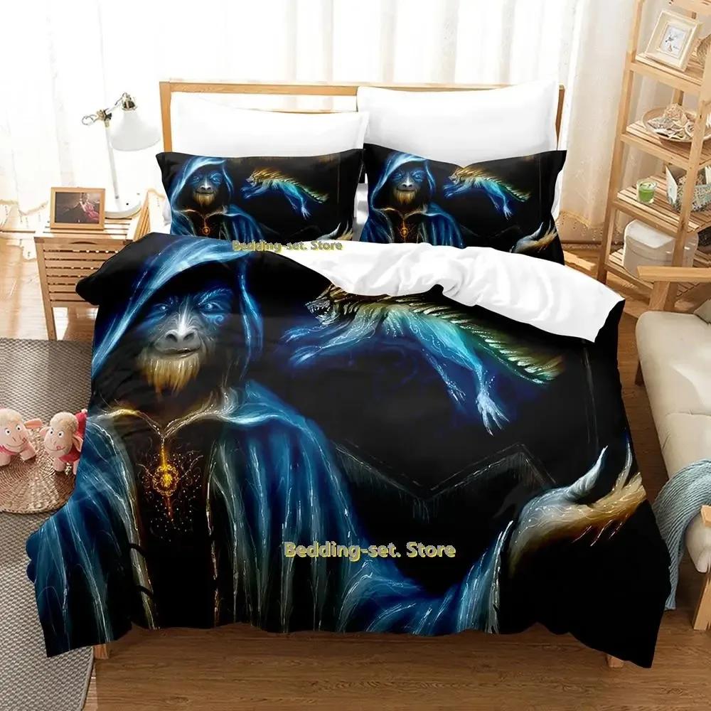 New Game Wizard Bedding Set Cartoon Anime Three-Piece Set Adult Kid Bedroom Duvetcover Sets 3D Kawaii Wizard Camas