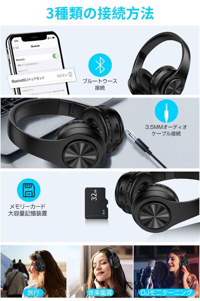 Binoa Wireless Headphones with Bluetooth Up To 38 Hours of Continuous Sound Leakage Adjustable Noise Low Fast TELEC for and Japanese Instruction