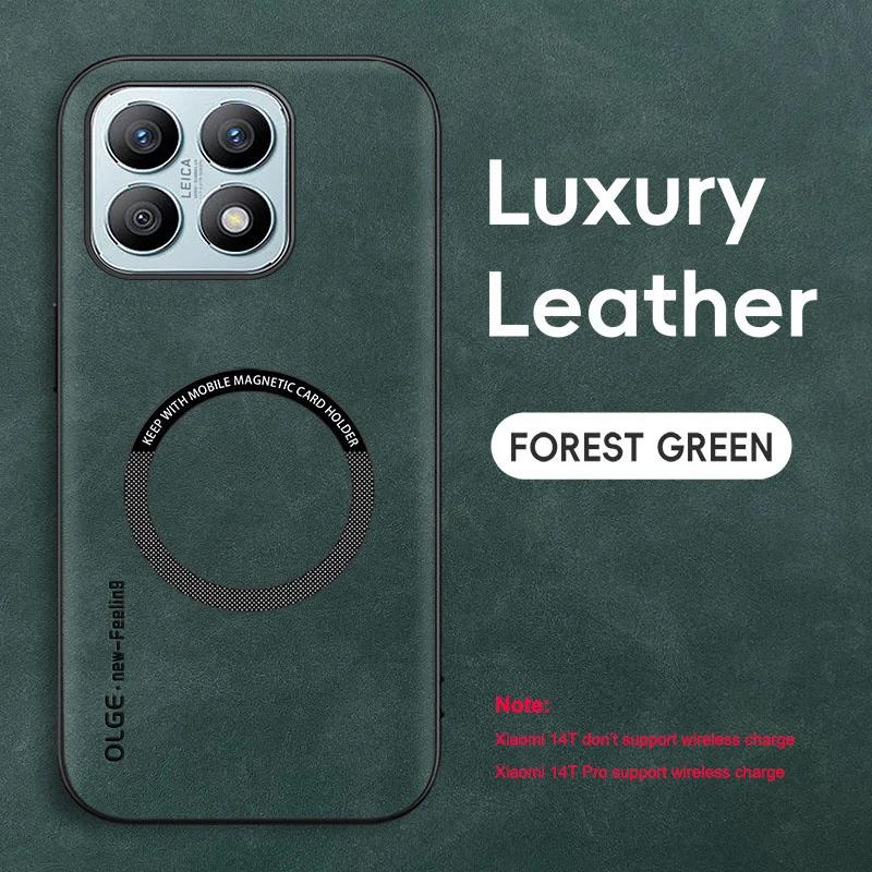 

Чехол для телефона из овчины Magsafe для Xiaomi 15 14T 14 13T 13 12 11 Pro Ультрамагнитный чехол для Xiaomi 14 13T 14T Pro Чехлы For Xiaomi 14T Pro зелёный