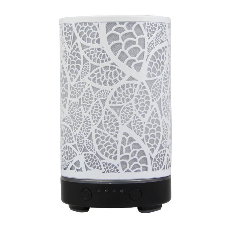 Aroma Diffuser Iron Hollow Leaves Ultrasonic Air Humidifier Desktop Humidifier Smart Home Appliances Room Decor with Led Light