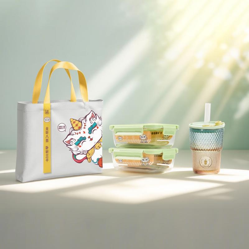 YFYP Bento Lunch Set with Glass Cup & 2 Lunch Boxes