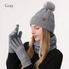 Classic Style Cold Weather Gloves Scarf Hat Three Piece Set for Winter Custom Logo Knit Beanie Ribbed Cuff Pom Pom Wool Blend