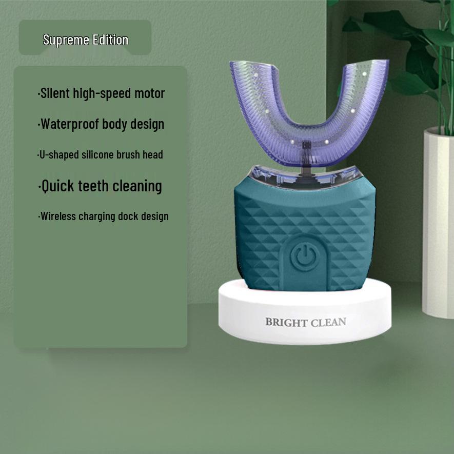 Rechargeable U-Shaped Sonic Electric Toothbrush with Soft Bristles & Automatic Timer