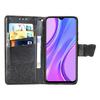 For Xiaomi Redmi 9 Anti-Scratch PU Leather Magnetic Closure Phone Wallet Cover Imprinted Butterfly Pattern Stand Case
