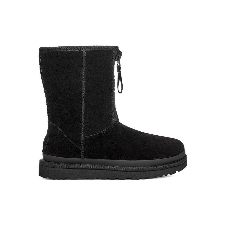 UGG Classic Short Zipper Tape Logo Boot 'Black' Women's 1144035-BLK