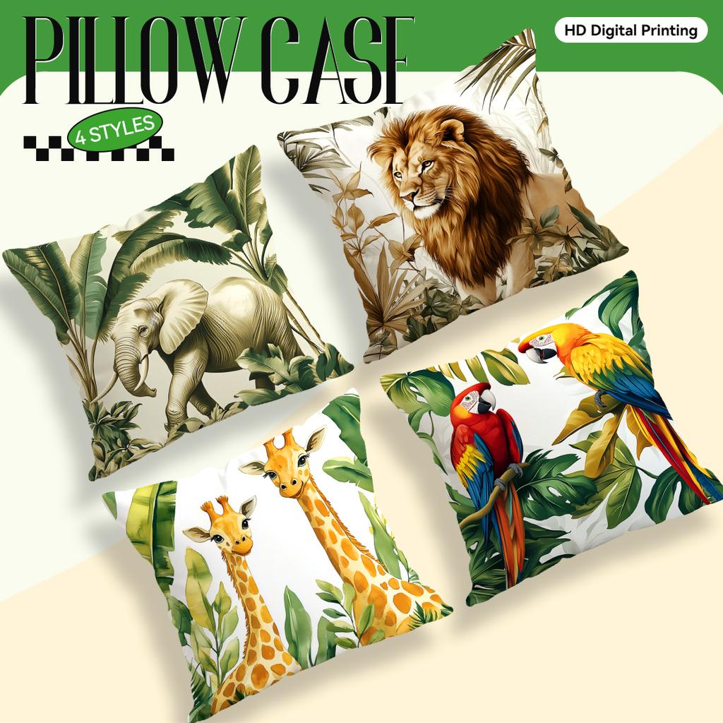 Home Decor Wild Animals In Tropical Jungle Pillow Covers Pattern Cushion Cover Suitable for Sofa Bedroom Car Pillow Cover