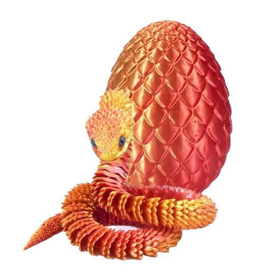1 zestaw 3D drukowanych figurek jajek węża ruchome stawy figurka skorupki jajka węża zabawka fidget jajko węża z ruchomym wężem wewnątrz dekoracja pulpitu