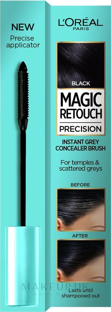 L’Oreal Magic Retouch Negro Gris Corrector de Raíces con Pincel | Retoque Instantáneo del Cabello | Cobertura Temporal de Raíces | Aplicador de Precisión | Dura Hasta el Champú