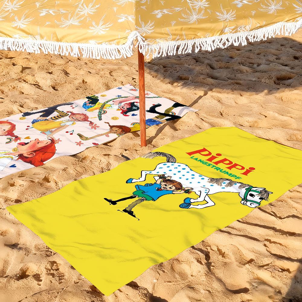 Asciugamano per asciugatura P-Pippi Calzelunghe Carino Cartone Animato Asciugamano da Bagno Applicabile per Nuoto Leggero Campeggio Yoga Spiaggia Fuori
