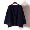 Johnature Spring Women Cardigan Swetry Solid Color Loose V-Neck Long Sleeve All Match Pockets Coats