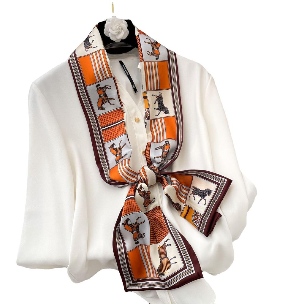 Eșarfe de mătase de înaltă calitate, de lux, bentiță, eșarfe pentru gât, pentru femei, eșarfă de mătase cu lanț, șal decorativ pentru femei