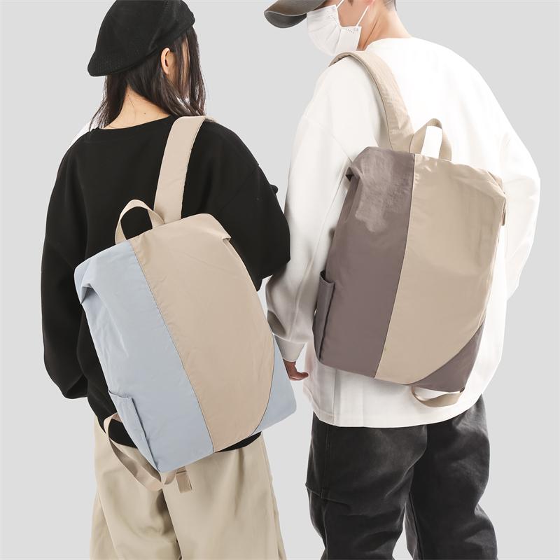 Stitching Contrast Backpack Unisex Waterproof Backpack Travel Bag
