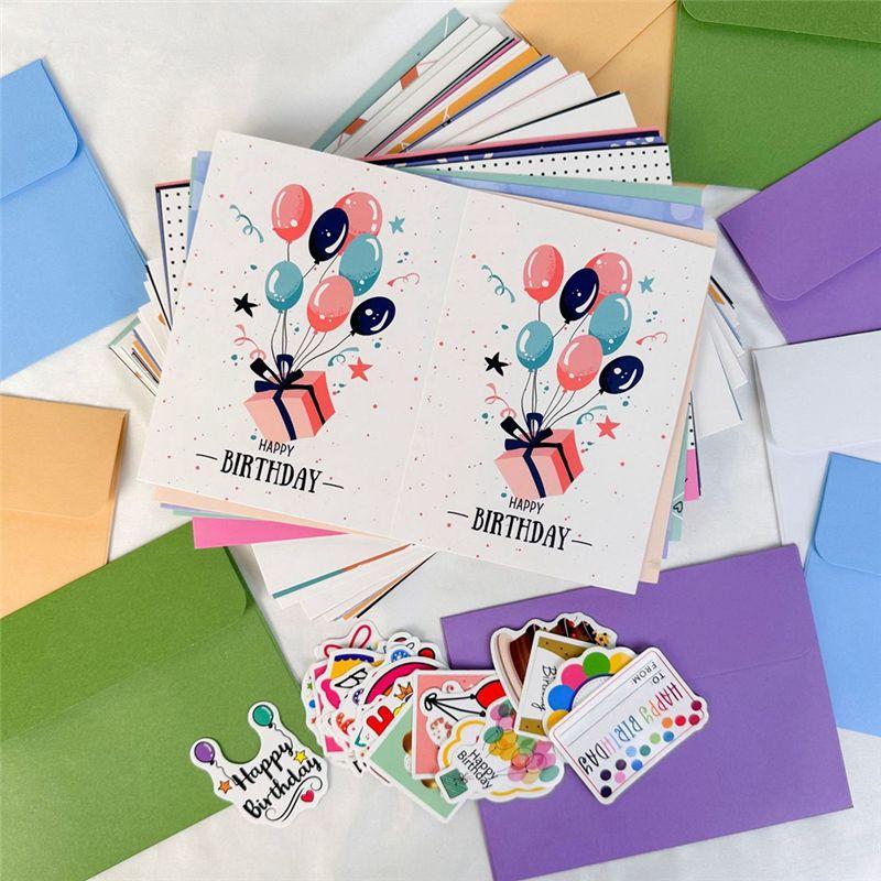 M-Modern-50Pcs Uniqe Birthday Cards With Envelopes And Stickers,Greeting Cards Birthday Cards Pack, Birthday Card Pack For Kids
