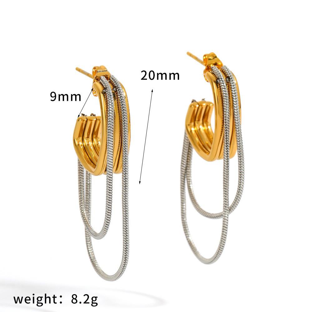 Geometric Stainless Steel Earrings With Gold Plating For Fashion Women